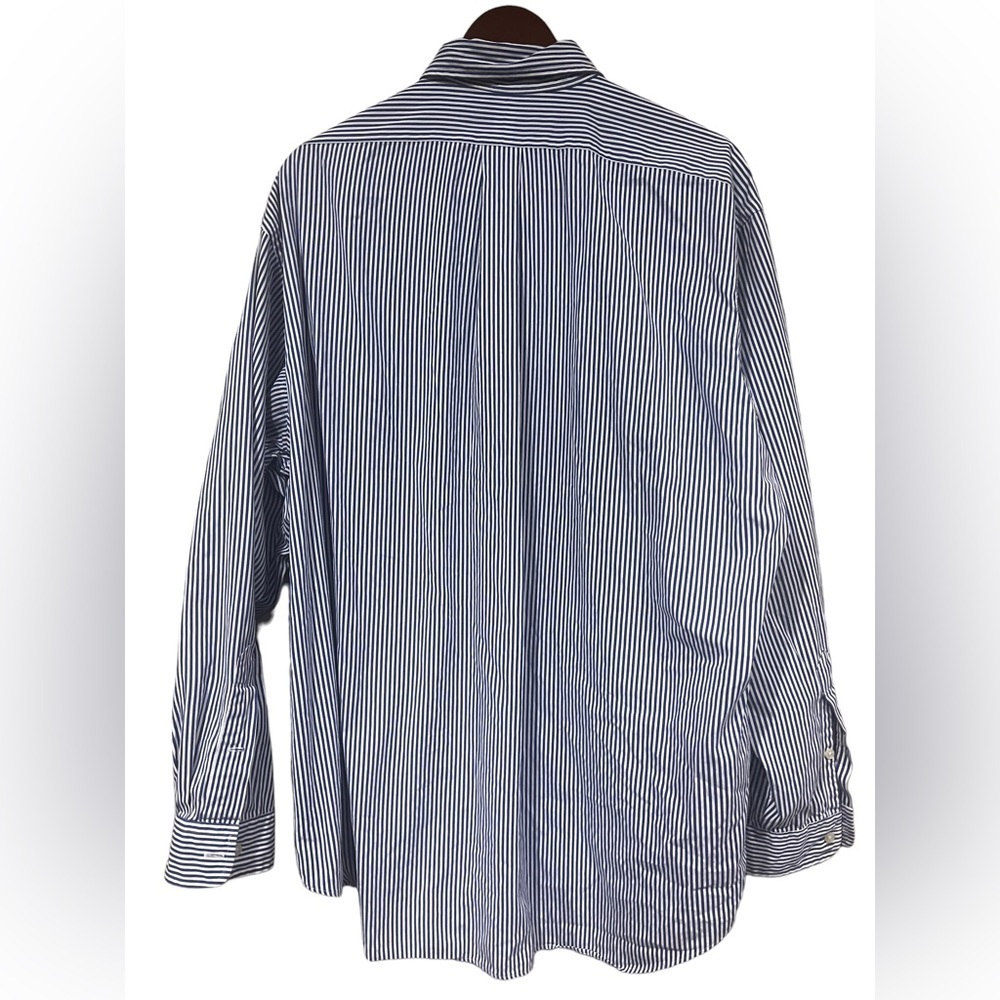 Ralph Lauren Mens Button Down Black Dress Shirt Blue and White Stripe Size XL - Picture 3 of 4